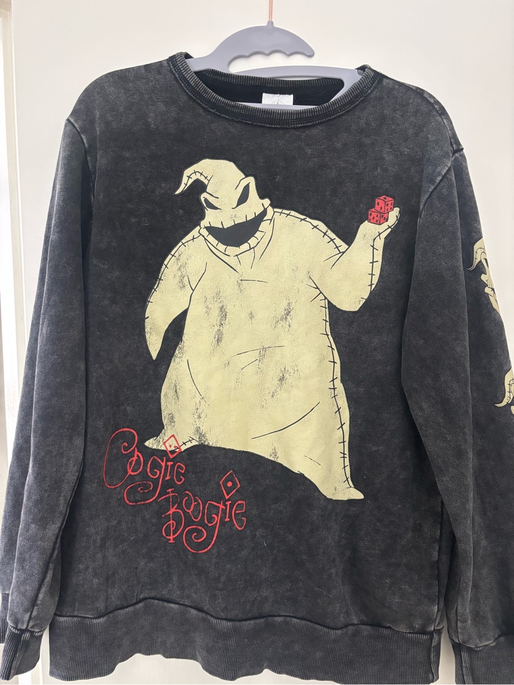 Oogie Boogie Graphic Sweatshirt - Black with Pale Yellow & Red